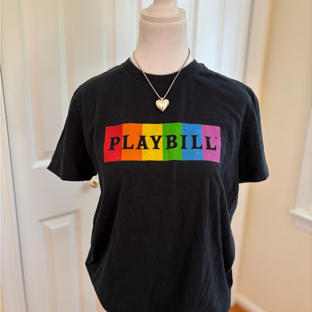 Gildan Black Tee with Rainbow Playbill Graphic